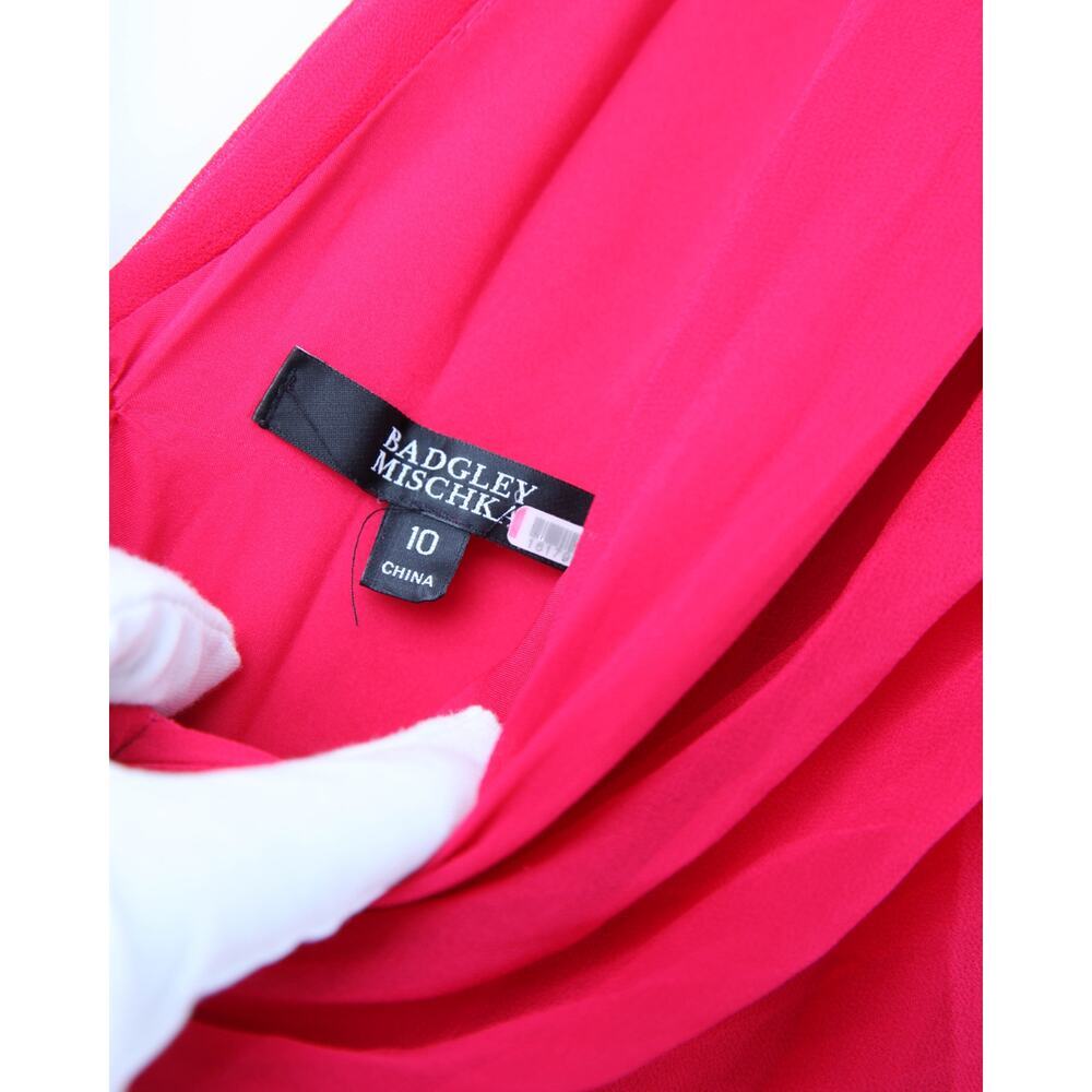 Badgley Mischka Fuchsia Pleated Gown Size 10 - Picture 7 of 10